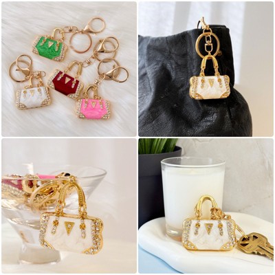 Wrapables Rhinestone Handbag Shaped Purse Charm Keychain, Mother's Day Gift White — фото 3