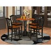 Kitchen Dinette Set - 3 Piece Table & Chair Set - Round Pedestal Table - Dark Mahogany Finish - 2 of 4