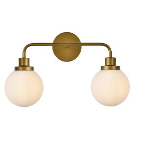 Elegant Lighting Hanson 2 lights bath sconce in brass with frosted shade - 1 of 4