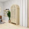 Tall Arched Kitchen Pantry,Wood Storage Cabinet with Adjustable Shelves, 2 Drawers, Rattan Doors,Versatile Storage for Kitchen-Tanpinhause - 3 of 4