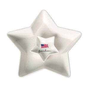 Transpac Dolomite 12.25 in. 4th of July Patriotic Americana 4th of July Star Chip and Dip Set of 2 - 1 of 4