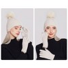 Anna-Kaci Knit Beanie and Touchscreen Gloves 2-Piece Winter Accessory Set with Ribbed Cuff Design and Fluffy Pom Pom Detail - 2 of 3