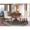 3-Piece Mahogany Finish Solid Wood Top - Round Dining Room Set with High Back - Seats 4 - 2 of 4