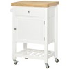 HOMCOM Utility Kitchen Cart, Rolling Kitchen Island with Rubberwood Top, Narrow Butcher Block Surface on Wheels with Storage Drawer & Cabinet - image 4 of 4