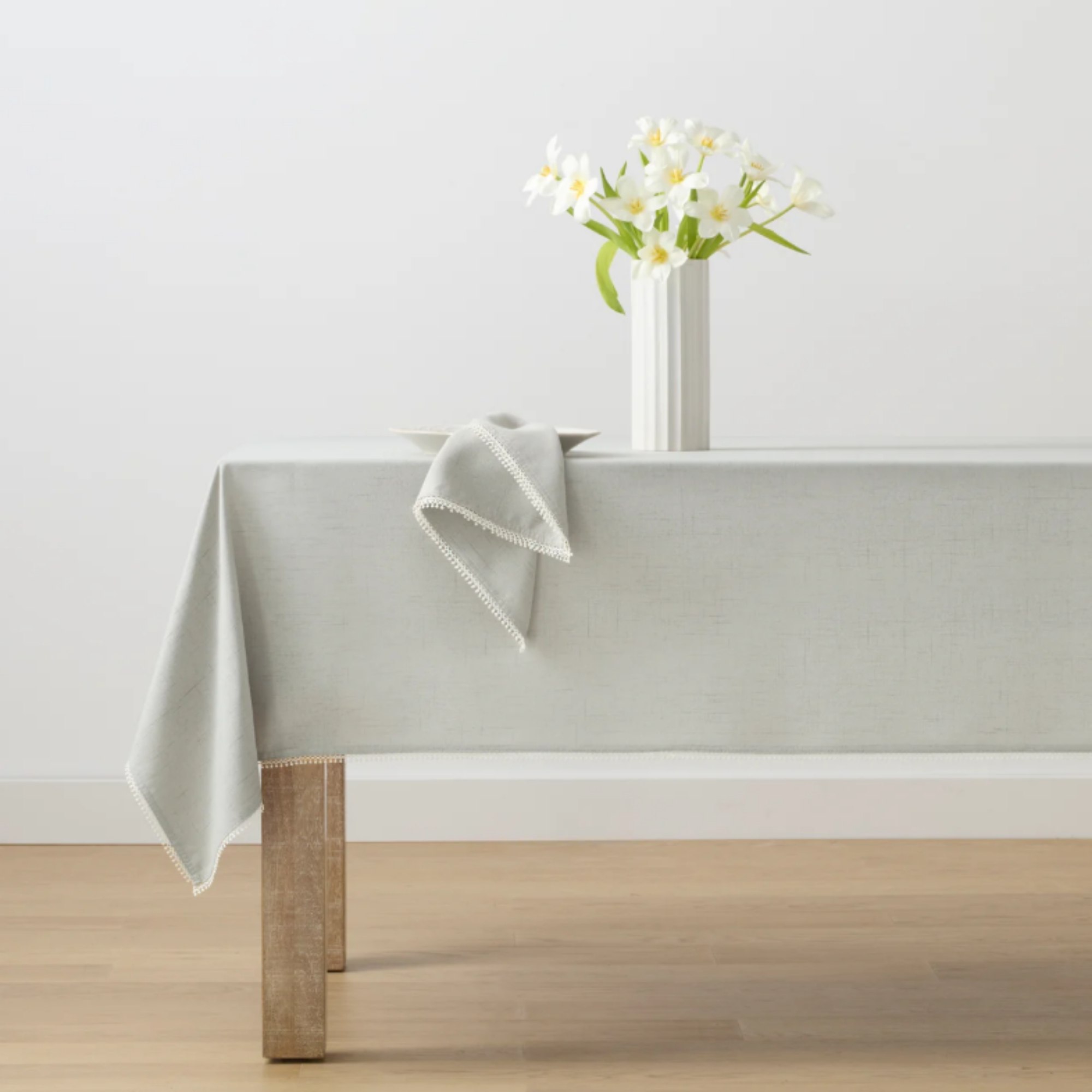 Lenox French Perle Solid Tablecloth - Dove - 60x84 - Lenox