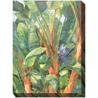 Cottage Garden West of The Wind Hidden Paradise Green, Red 30 x 40 Inch Waterproof Gallery Wrapped Canvas, Outdoor Garden, Yard, Patio All Weather