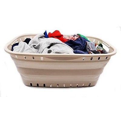 Apricot 44L Collapsible Plastic Laundry Basket with Comfort Grip Handles