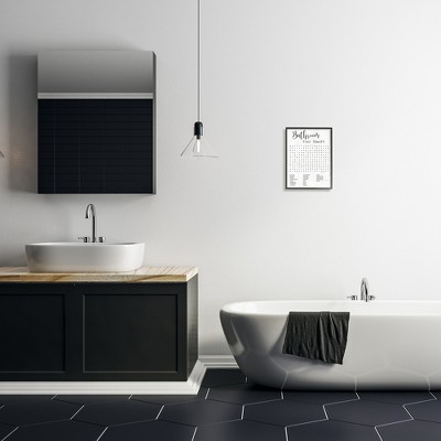 Black Framed Bathroom Word Search Canvas Print