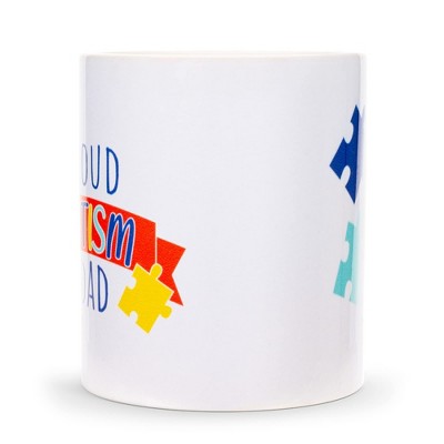 Elanze Designs Proud Autism Dad Puzzle Pieces 11 Ounce White Ceramic Coffee Mug