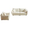 Modern 3-Seater + 1-Seater Linen Fabric Sofa Set with Wooden Frame and 3 Pillows - 3 of 4