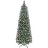 Yaheetech 6Ft/7.5Ft Pre-lit Frosted Artificial Christmas Tree with Stand, Green - 2 of 4