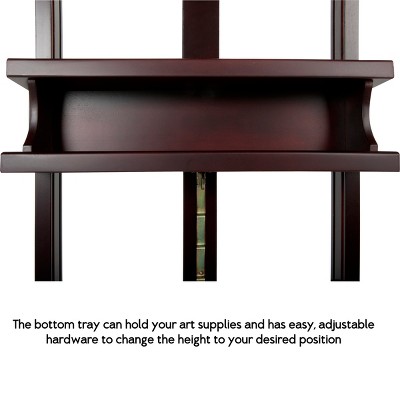 Mahogany Stain Wooden H-Frame Studio Easel with Casters