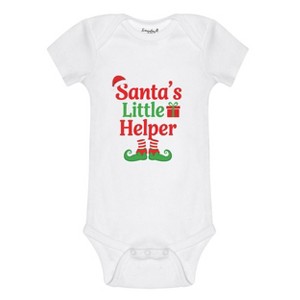 Everyday Kids Christmas Collection Santa’s Little Helper Baby Onesie – Festive Elf Boots & Gift Graphic Bodysuit - 1 of 4