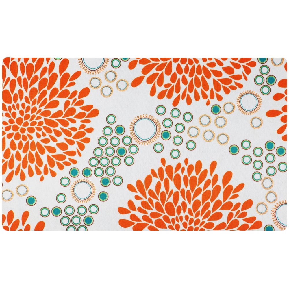 Drymate Dog and Cat Feeding Placemat - Blossoms Orange & White