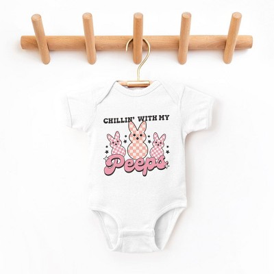 The Juniper Shop Chillin With My Peeps Checkered Baby Bodysuit