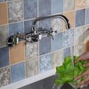 Sumerain Wall Mount Kitchen Faucets, 2 Cross Handles Chrome Finish, 3" to 9" Adjustable Spread - 3 of 4