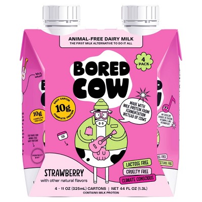 Bored Cow Animal-Free Dairy Milk Strawberry Shelf Stable - 4pk/44oz