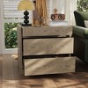 FUFU&GAGA Brown Wooden Nightstand with Drawers and Card - Swiping Unlock - 2 of 4