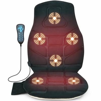 Angel Sar Massage Seat Cushion with Heat, 6 Vibration Motors, 5 Programs, Home Car Office Back Massager, Black