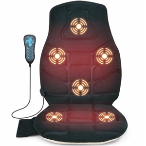 Angel Sar Massage Seat Cushion with Heat, 6 Vibration Motors, 5 Programs, Home Car Office Back Massager, Black - 1 of 4