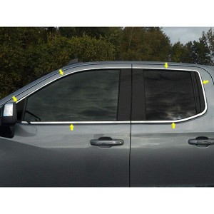 QAA is Compatible with 2019-2020 Chevrolet Silverado 12 Piece Stainless Window Trim Package, Includes Upper Trim,Window Sills,NO Pillar Posts WP59176 - 1 of 4