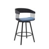 HomeRoots 27" Blue and Black Fabric with Metal Swivel Counter Height Bar Chair - 4 of 4