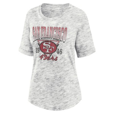 NFL San Francisco 49ers Women's Oatmeal Heather Rolled Sleeve T-Shirt
