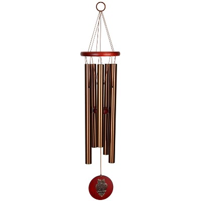 Bronze Owl Wind Chime with Bubinga Wood Finish