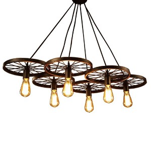 Warehouse Of Tiffany 10"x10"x10" 6-Light Nathaniel Chandelier Black: Modern Metal Ceiling Fixture, ETL Listed - 1 of 2