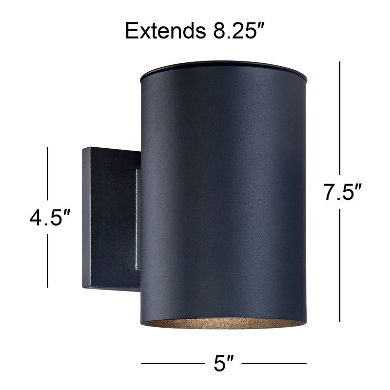 Possini Euro Design Modern Outdoor Wall Light Sconce Black Metal Hardwired 5" LED Fixture for Bedroom Bathroom Vanity Living Room, 4 of 7