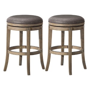 Maven Lane Alexander Rotating Backless Kitchen Stool in Vegan Leather Seat, Set of 2 - 1 of 4