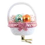 Morawski 4.5" White Easter Basket Clip On Ornament Decorated Egg Spring  -  Tree Ornaments