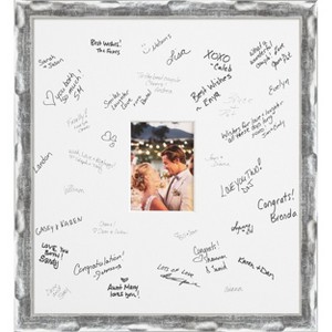 Wave Signature Mat Picture Frame – Guest Book Alternative for Weddings, Graduations, or Retirement – Autograph Photo Mat for Signature Board - 1 of 4