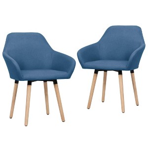 vidaXL Dining Chairs 2 pcs Blue Fabric - 1 of 4
