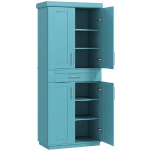 Aghana Digitals Turquoise Freestanding Kitchen Storage Cabinet with 2 Door Cabinets, Drawer, - 1 of 4