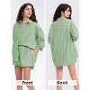 EXLURA Women's Summer 2 Piece Sets Long Sleeve Button Down Shirts Matching Short Sets Oversized Spring Vacation Outfits - 3 of 4