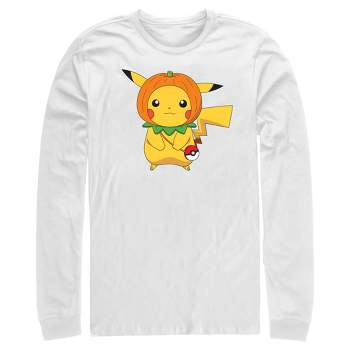 Men's Pokemon Halloween Pumpkin Pikachu Long Sleeve Shirt