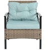 CAVINAS Patio Table and Chairs Set with Metal Table, PE Wicker Outdoor Couch Set, Modern Porch Furniture for Backyard, Blue - 4 of 4