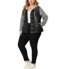 Agnes Orinda Women's Plus Size Denim Hood Layered Drawstring Fall Winter Button Pockets Jean Jackets - 2 of 4