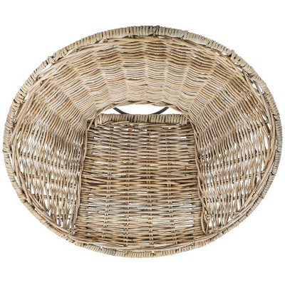 Grey Wash & Dark Steel Geometric Rattan Accent Chair