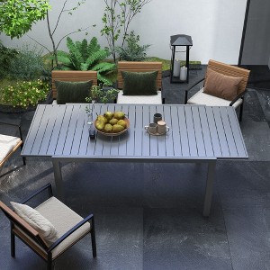 Sapphtopaz Patio Outdoor Table Extendable Aluminum Patio Dining Table Rectangular Outdoor Dining Table Picnic Table for Indoor Outdoor Use - 1 of 4