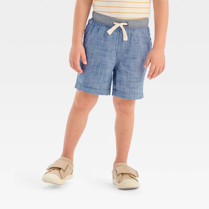Toddler Boys' Chambray Solid Pull-On Shorts - Cat & Jack™, 1 of 5