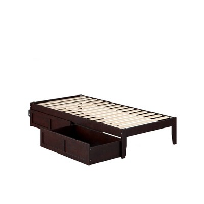 Twin XL Colorado Bed with 2 Drawers Espresso - AFI: Wood Frame, No Box Spring Needed, Storage Solution