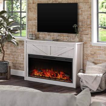 Brookside Wide Modern Farmhouse Mantel with Electric Fireplace - Room & Joy