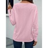 Women's Blouse V-Neck Top Long Sleeve Button Cuff Casual Blouse Hollow Out Shirt - 3 of 4
