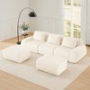 146" Modular Sectional Sofa Flannelette 4-Seater Deep Seat Buckle No Assembly Cream - 3 of 4