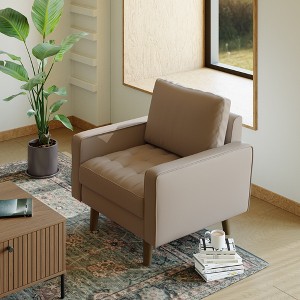 Tree City - 32'' Faux Leather Tufted Square Accent Armchair - Modern Chair for Living Room, Bedroom, Office & Small Spaces - 1 of 4
