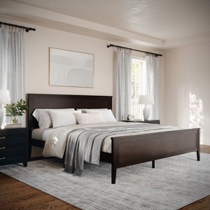Martha Stewart Corbin Solid Wood Platform Bed with Wooden Headboard and Footboard, No Box Spring Needed - 1 of 4