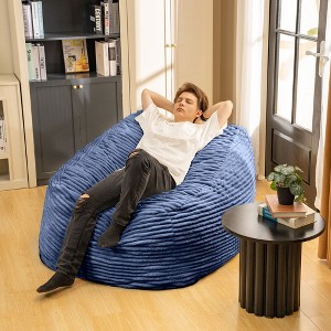 CAVINAS Indoor Bean Bag Chair, Faux Fur Classic Bean Bag Chair with Waist Pillow and Ottoman for Bedroom - 1 of 4