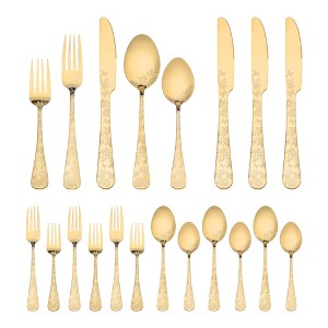 REGALWOVEN 20 Pieces 4 Sets Floral Stainless Steel Rust-Proof Flatware Set - 1 of 4
